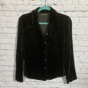 Banana Republic Womens Silk Blend Velvet Button Down Top Dark Green M Whimsigoth